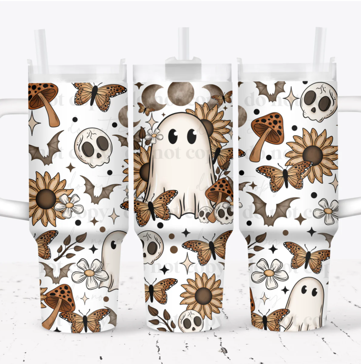 40oz cup transfer- Fall cottagecore ghost
