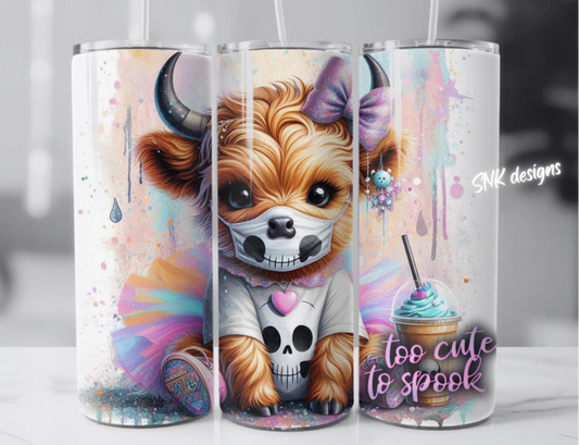 Sublimation transfer 20oz tumbler - Too cute to spook