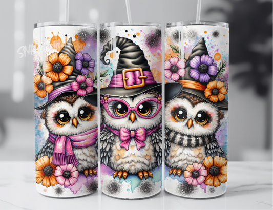 Sublimation transfer 20oz tumbler - Cute spooky owls