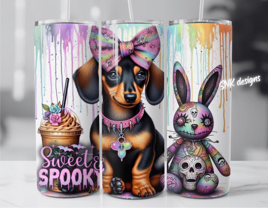 Sublimation transfer 20oz tumbler - Sweet & spooky dachshund