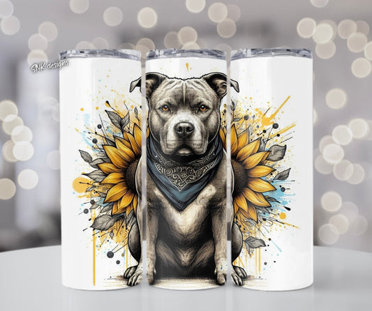 Sublimation transfer- Yellow sunflowers- American staffy