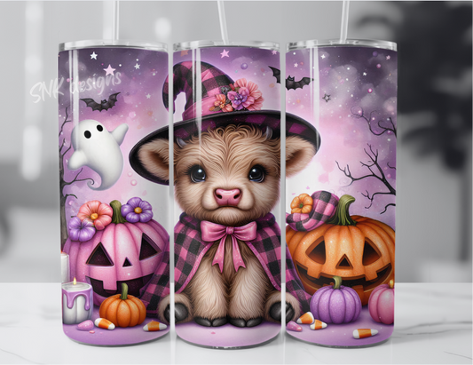 Sublimation transfer 20oz tumbler - Cute spooky cow