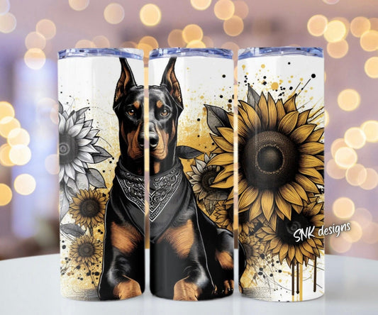 Sublimation transfer - Yellow sunflowers- Doberman