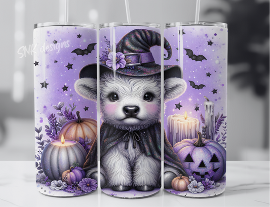 Sublimation transfer 20oz tumbler - Cute spooky cow2