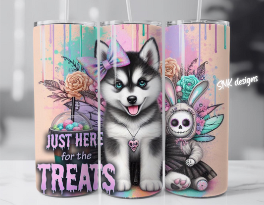 Sublimation transfer 20oz tumbler - Here for the treats