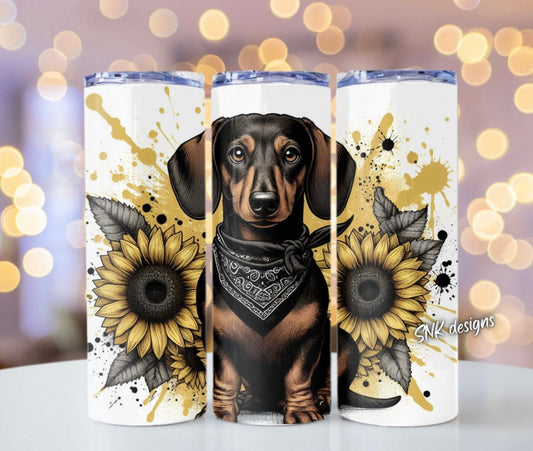 Sublimation transfer - Yellow sunflowers- Dachshund