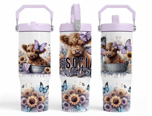 30oz sublimation transfer - Anti social cow in tub