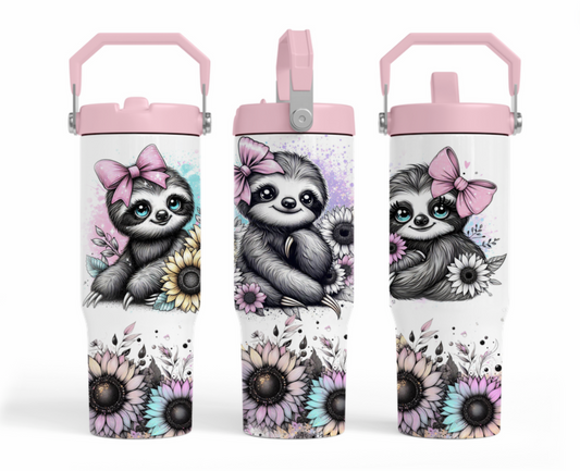 30oz sublimation transfer - Sloth with pink bow