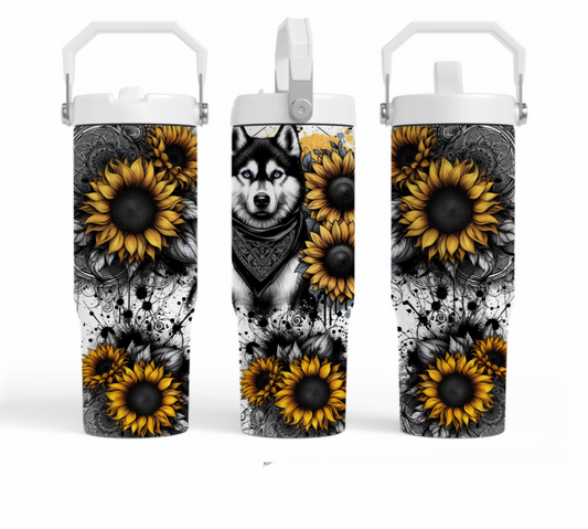 30oz sublimation transfer - Yellow sunflowers- Husky