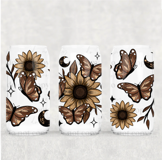 Sublimation Print-16oz  Uv DTF - Sunflower butterflies