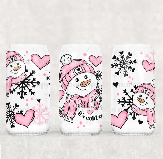 Sublimation Print-16oz  Uv DTF - Pink Christmas