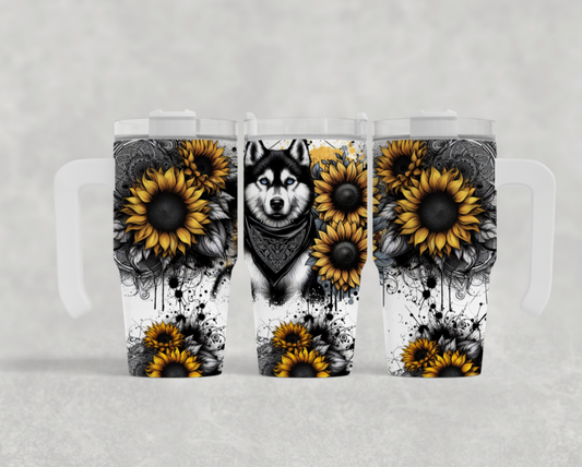 20oz mini sublimation transfer  - Husky yellow sunflowers