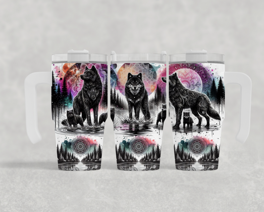 20oz mini sublimation transfer - Pink wolves