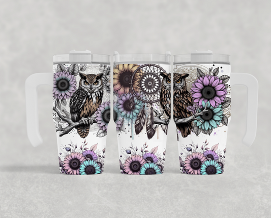 20oz mini sublimation transfer - Lilac owls