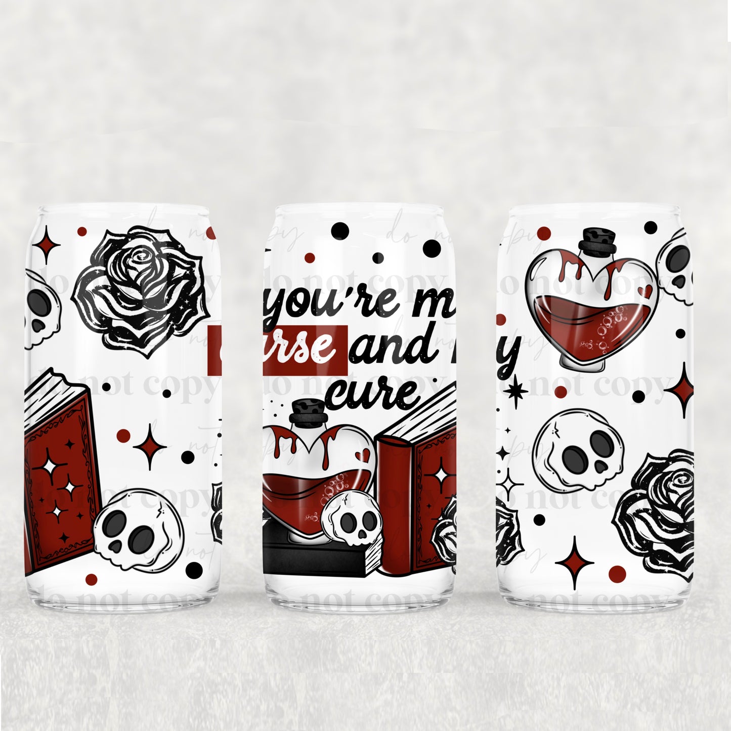 16oz wrap- Red books & skellies