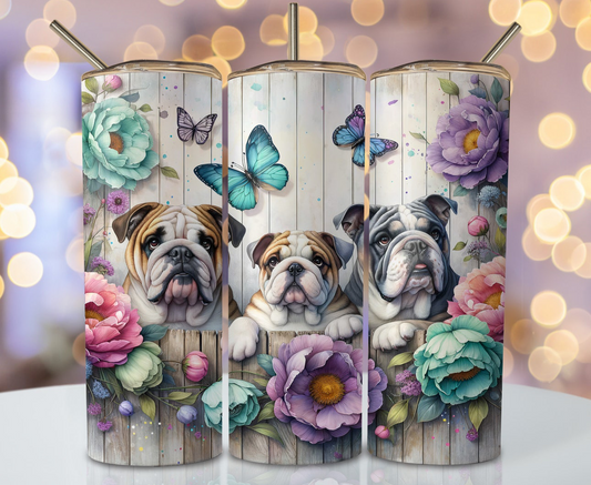 Sublimation transfer - Cute Bulldogs sat on fence