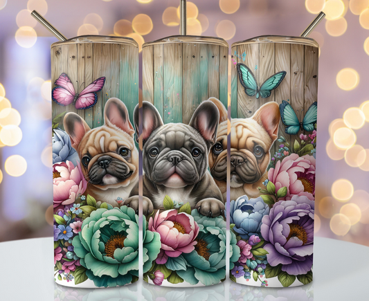 Sublimation transfer - Cute Frenchies sat on fence