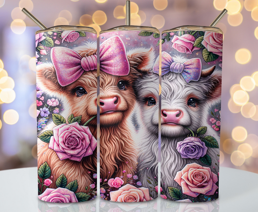 Sublimation transfer - 2 cute glitter cows