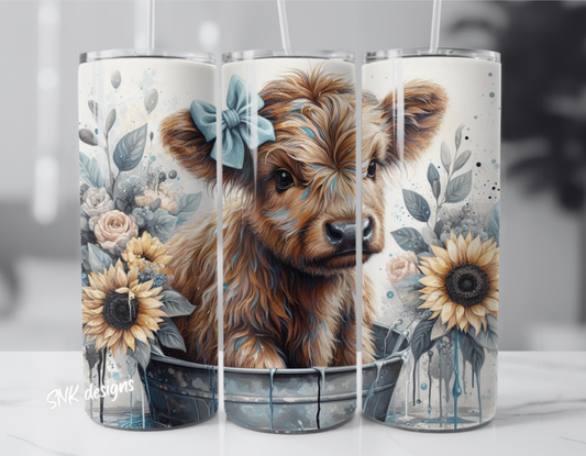 Sublimation transfer - Blue highland cow in a tub