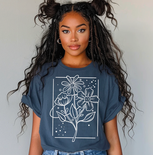 $2.50 Single color DTF Transfer- Single color florals